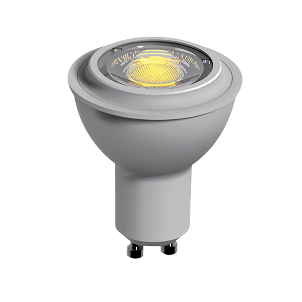 Lampadina LED GU10 7W dimmerabile grigia, risparmio energetico, uso residenziale e commerciale