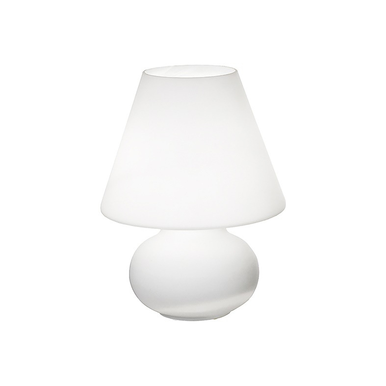 Lampada da tavolo vetro bianco satinato design moderno attacco E27/E14 LED risparmio energetico