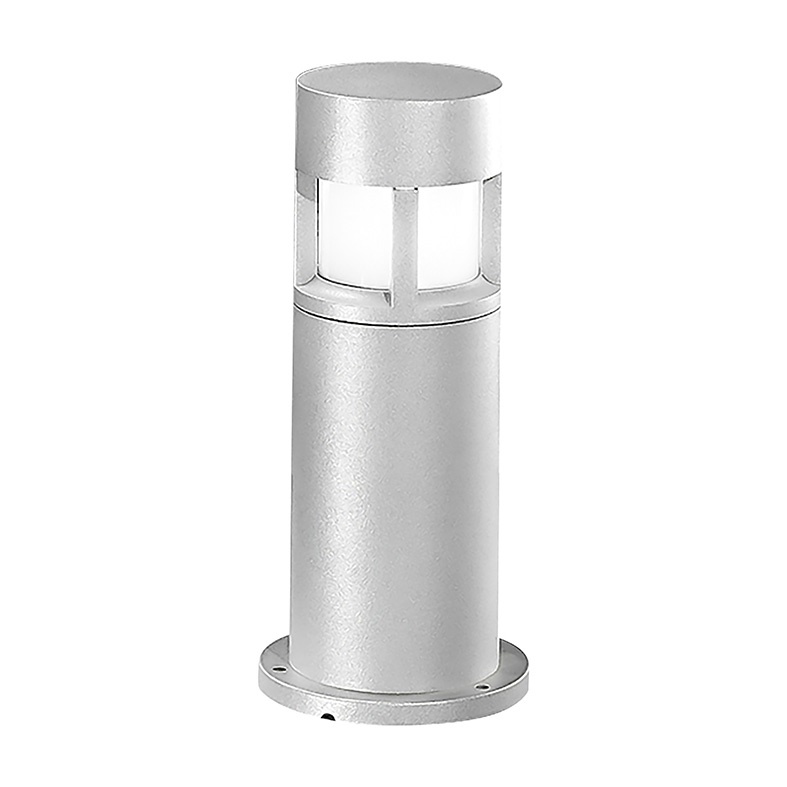 Bollard esterno grigio IP65 36 cm attacco E27 palo alluminio diffusore policarbonato