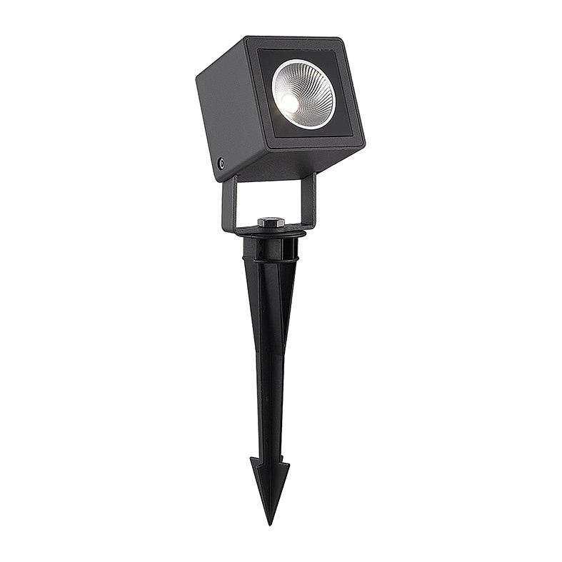 Proiettore LED 7W antracite IP65 esterno orientabile con picchetto fissaggio