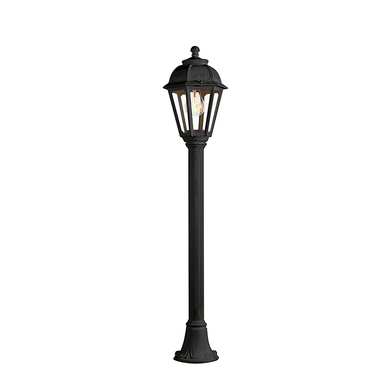 Bollard nero esterno IP44 102 cm con portalampada E27 resistente urti UV giardini vialetti