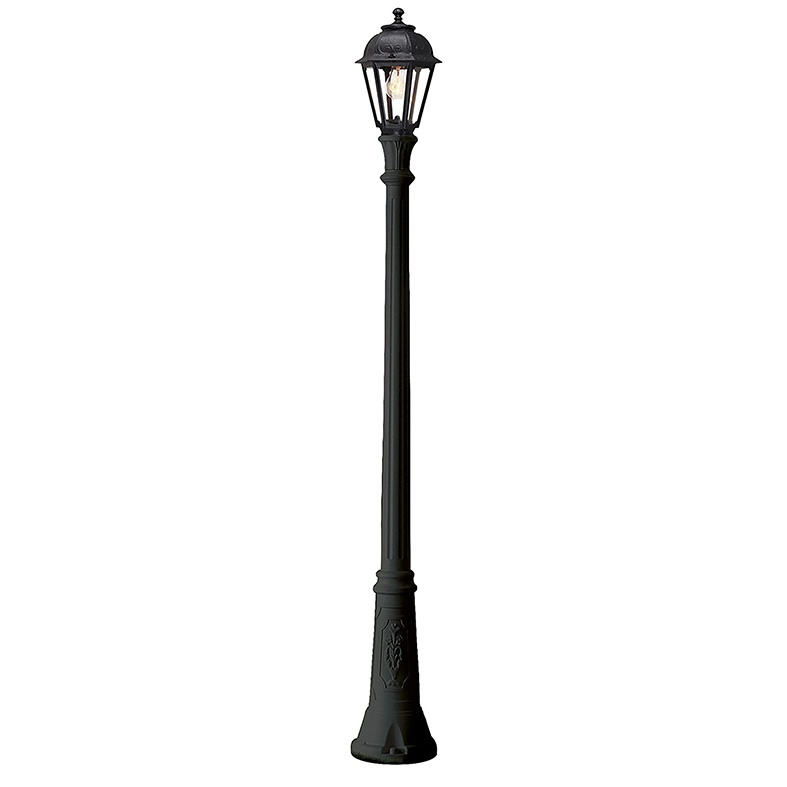 Bollard esterno nero 205 cm IP44 portalampada E27 resistente UV giardini vialetti
