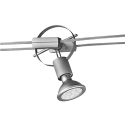 Sistema a tesata grigio con cavi 160mm LED integrato e attacchi GU10 R7s E27 per illuminazione interna IP20
