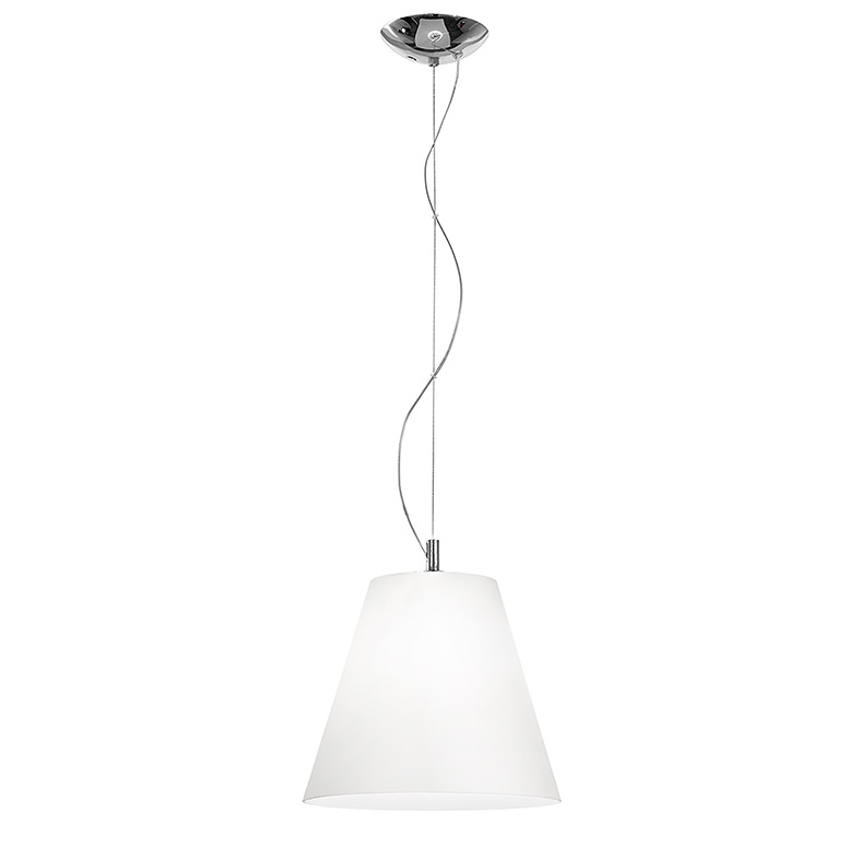 Lampada sospensione design elegante vetro bianco satinato attacco E27 E14 per interni
