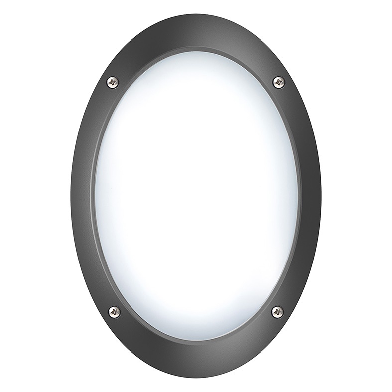 Applique plafoniera ovale nera E27 IP66 policarbonato antiurto per esterno luce uniforme residenziale commerciale