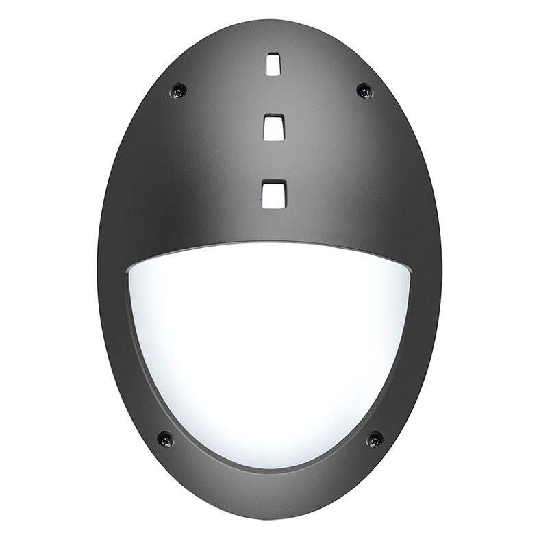 Applique/plafoniera ovale esterno IP66 policarbonato antiurto attacco E27 LED nero