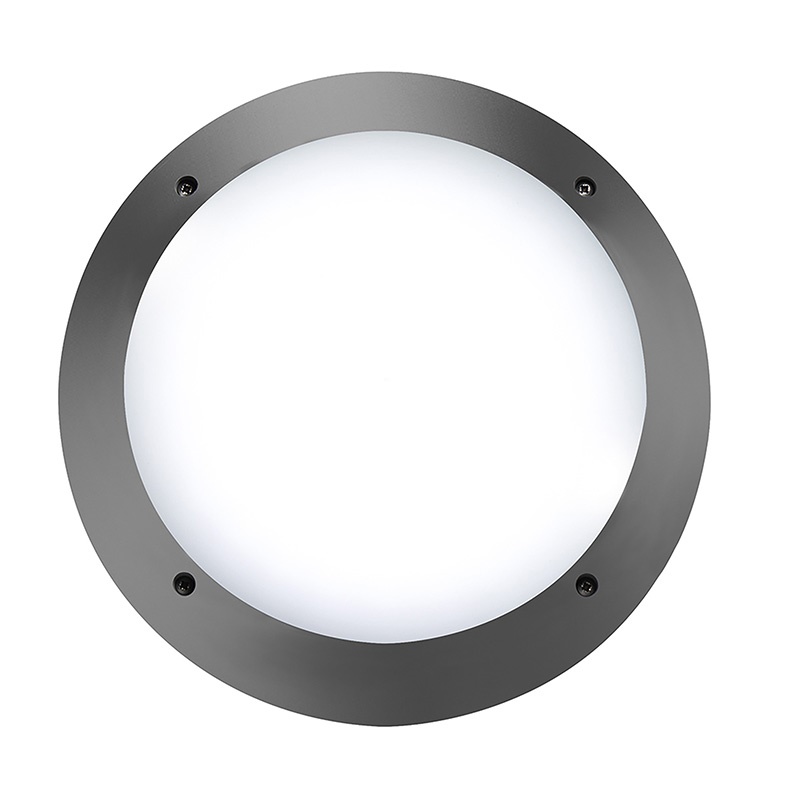 Applique plafoniera tonda nera IP66 policarbonato antiurto attacco E27 per esterno