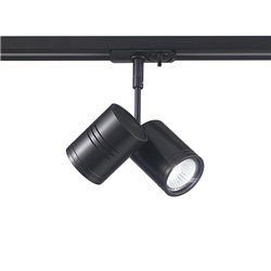 Proiettore nero binario monofase orientabile GU10 per illuminazione interna commerciale e residenziale