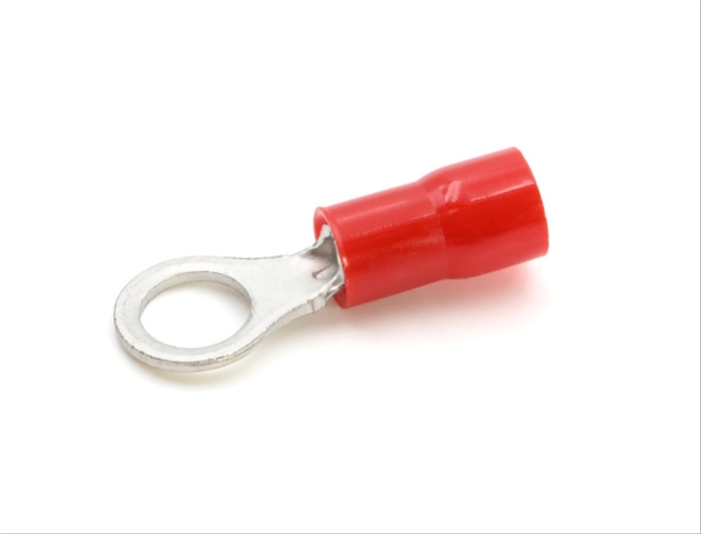 Capocorda ad occhiello rosso preisolato PVC vite 5mm per conduttori rame 0,25-1,5 mmq