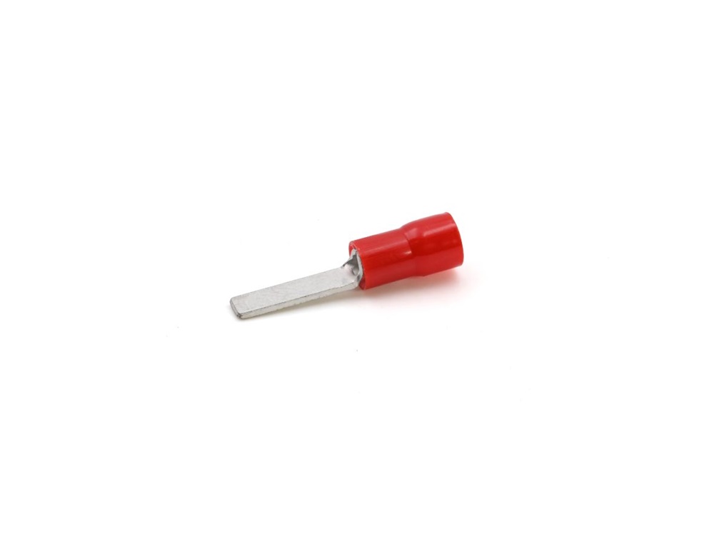 Capocorda rosso puntale piatto P preisolato PVC sezione 0,25-1,5 mmq per conduttori rame uso elettrico