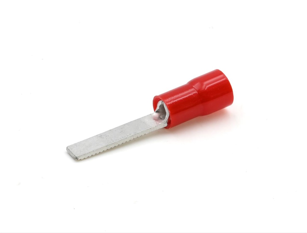 Capocorda rosso puntale piatto preisolato PVC per conduttori rame 0,25-1,5 mmq uso elettrico
