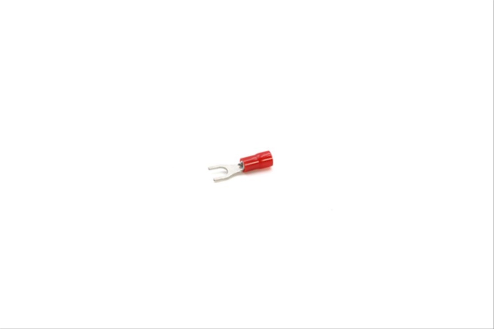 Capocorda rosso a forcella preisolato PVC vite 4mm per conduttori rame 0,25-1,5 mmq uso elettrico
