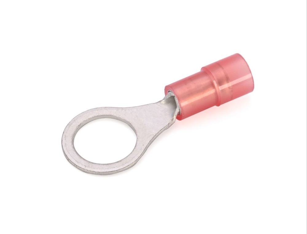 Capocorda rinforzato occhiello vite 8mm rosso preisolato PA6.6 0,25-1,5mmq per conduttori rame halogen free