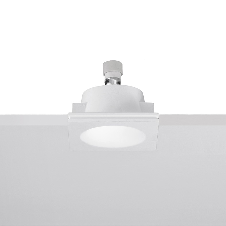 Downlight tondo in gesso rasato bianco incasso GU10 IP20 per interni design essenziale