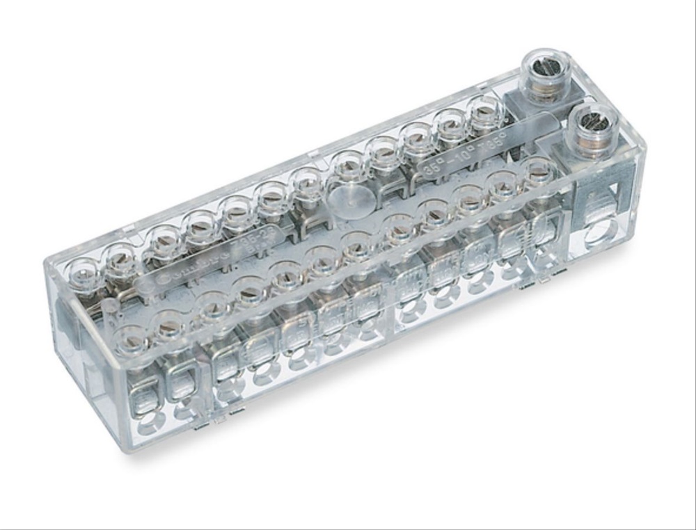 Morsettiera unipolare 26 vie sezione 3 mm² per nodi equipotenziali su guida DIN
