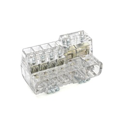 Morsettiera unipolare 6 vie 35 mm² serraggio indiretto guida DIN impianti civili industriali