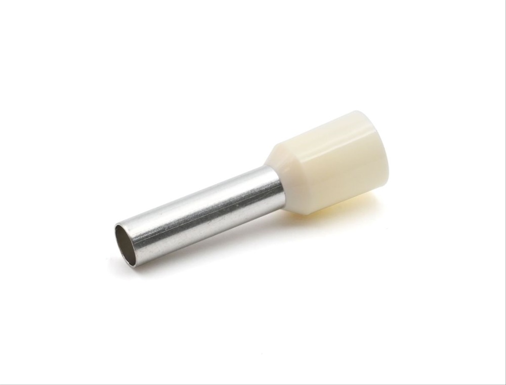 Tubetto terminale preisolato in PA6 avorio per conduttori flessibili rame 10mmq passo 12mm