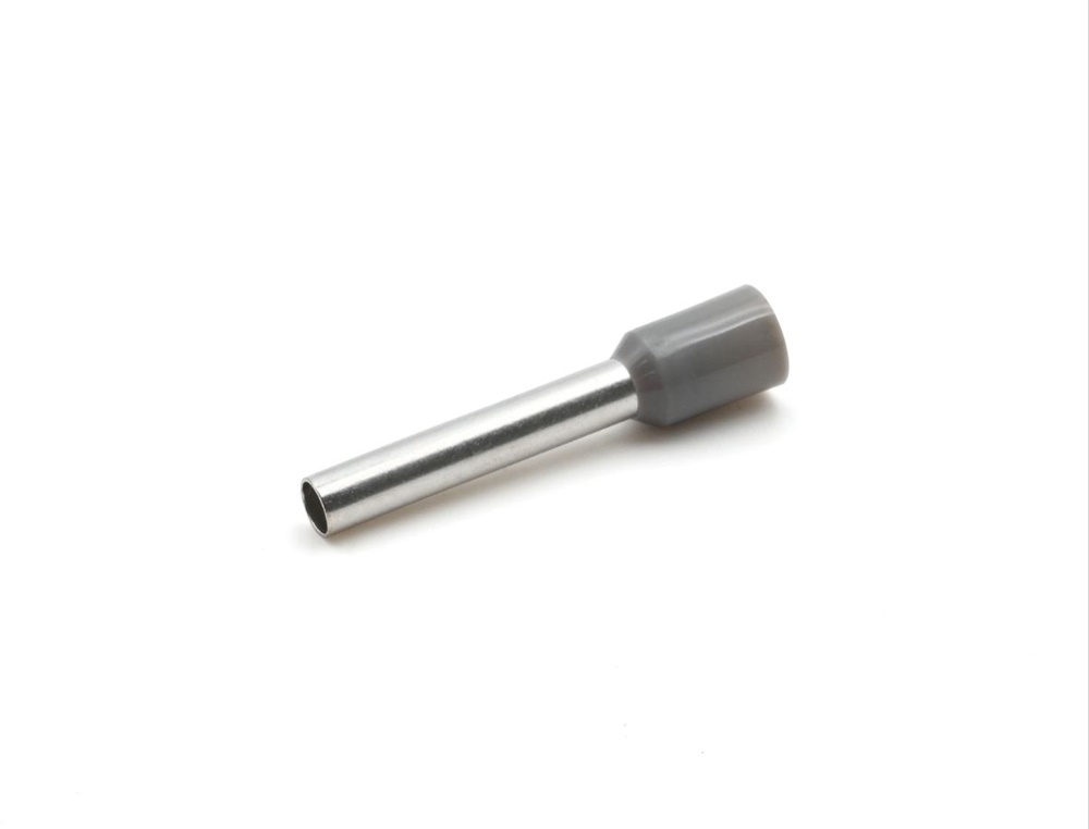 Tubetto terminale preisolato PA6 grigio per cavi flessibili rame 4mmq P18mm uso elettrico