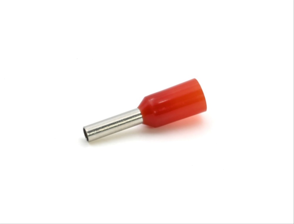 Tubetto terminale preisolato PA6 rosso 1mmq per cavi flessibili rame multi-trefolo uso elettrico industriale