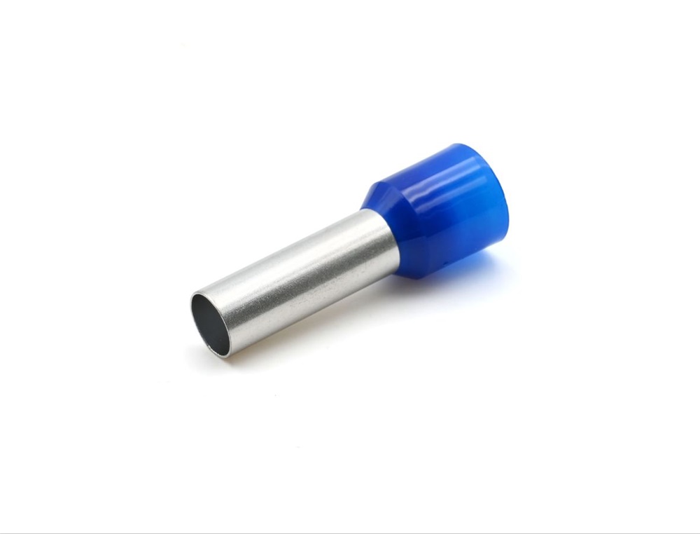 Tubetto terminale isolato PA6 blu 16mmq per cavi flessibili rame multi-trefolo DIN 46228/4