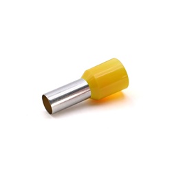 Tubetto terminale isolato PA6 giallo per cavi flessibili rame 25mmq P22mm uso elettrico industriale