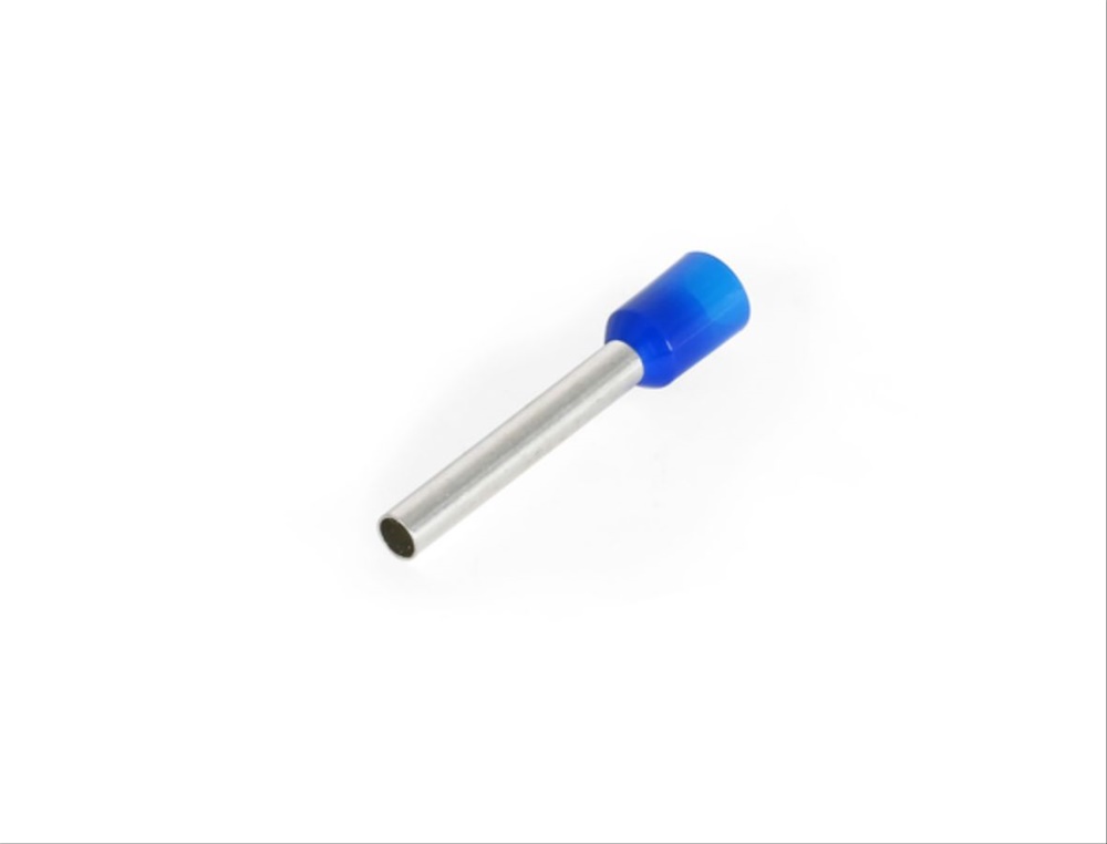 Tubetto terminale isolato PA6 blu per cavi flessibili rame 2,5mmq lunghezza 18mm uso elettrico industriale