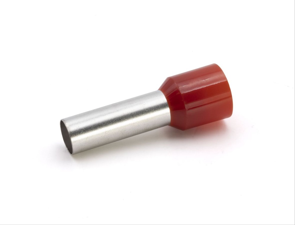 Tubetto terminale isolato PA6 rosso per cavi flessibili rame 35mmq P25mm uso elettrico industriale