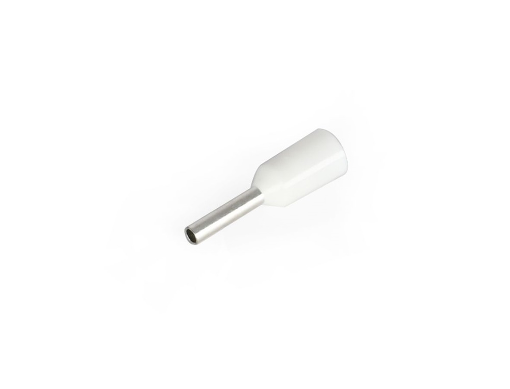 Tubetto terminale isolato PA6 bianco per cavi flessibili rame 0,3-0,5mmq P6mm uso elettrico