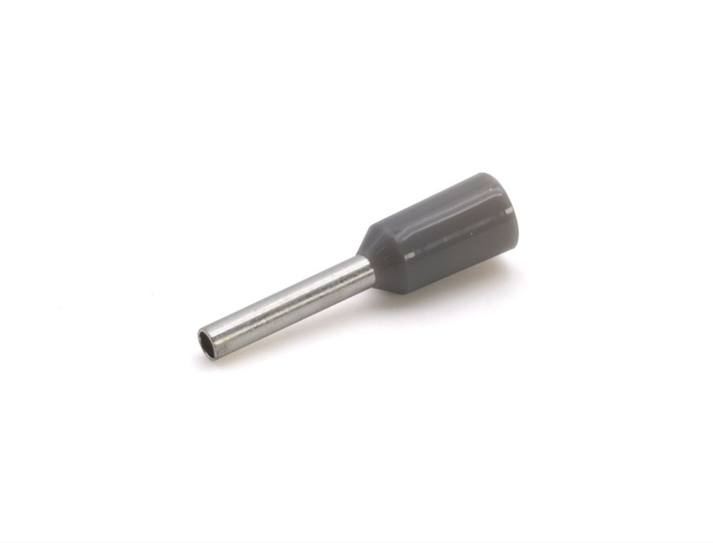 Tubetto terminale preisolato PA6 grigio per conduttori flessibili rame 0,75mmq 12mm