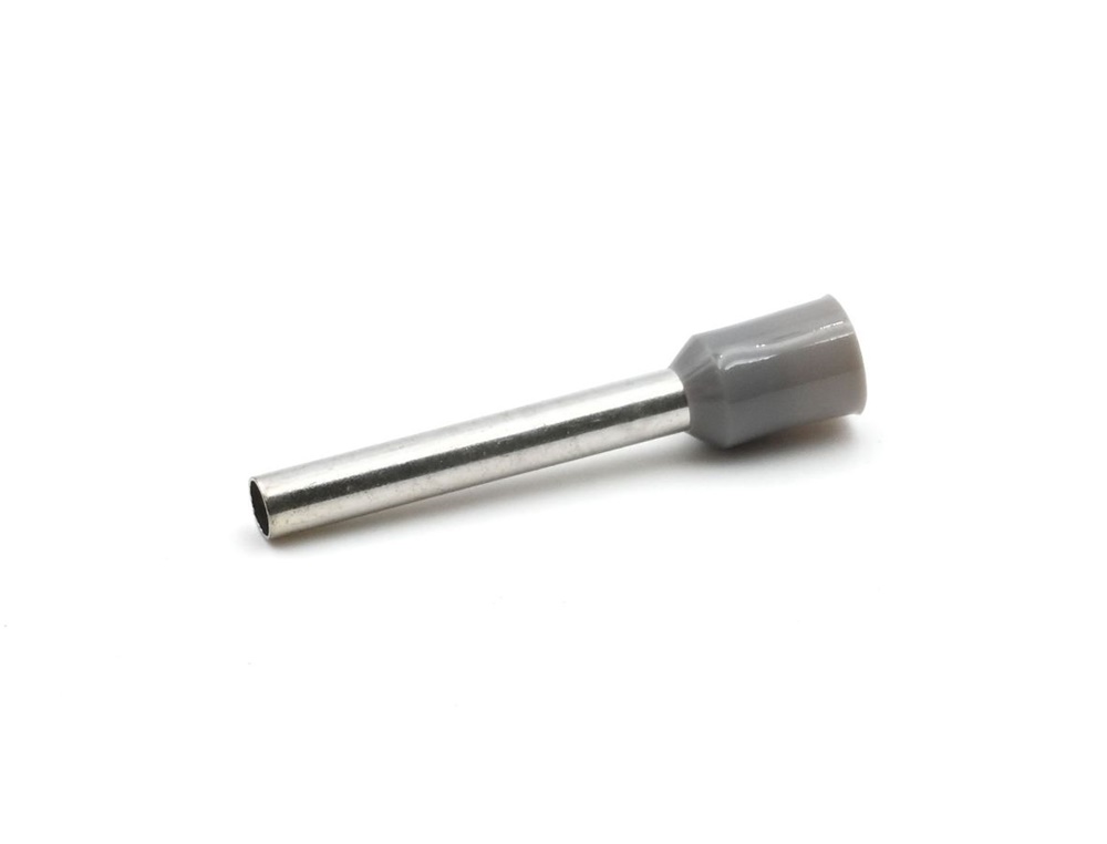 Tubetto terminale preisolato PA6 grigio per cavi flessibili rame 2,5mmq lunghezza 18mm uso elettrico industriale