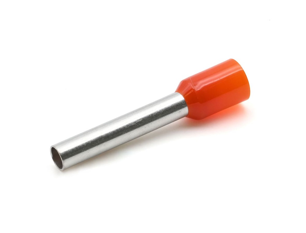 Tubetto terminale preisolato PA6 arancio per conduttori flessibili rame 4mmq P18mm uso elettrico industriale