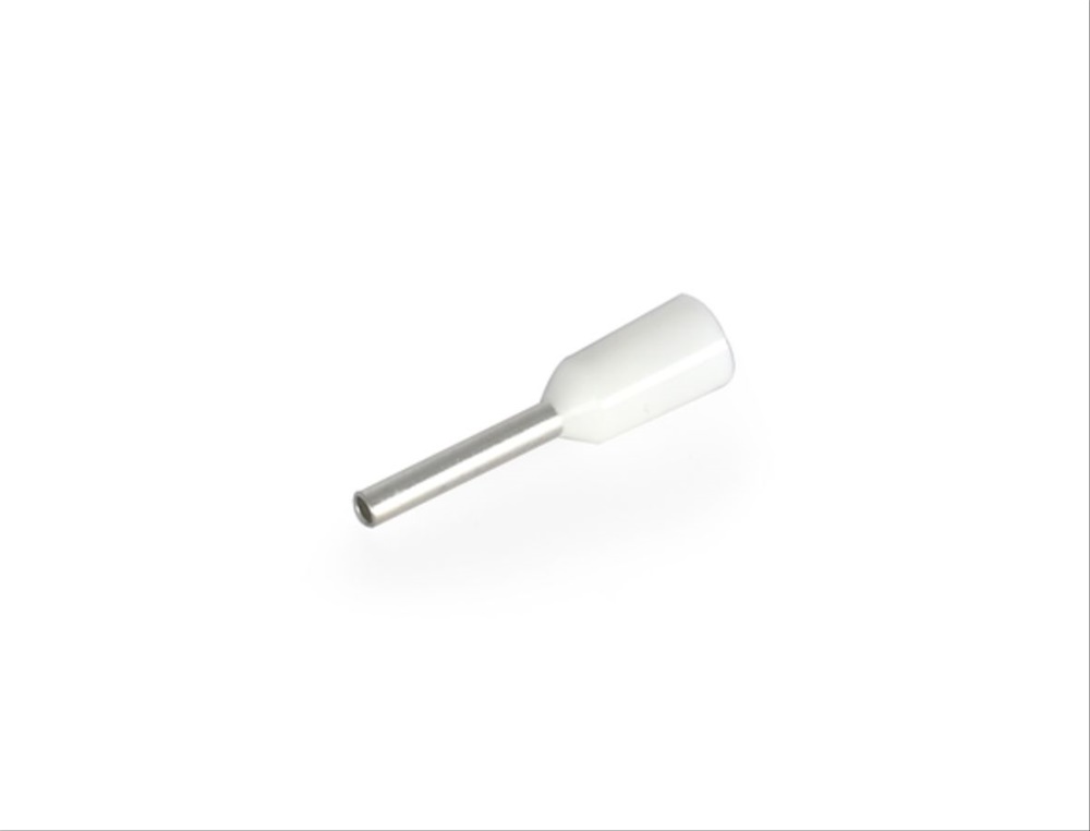 Tubetto terminale preisolato PA6 bianco per conduttori flessibili rame 0,3-0,5mmq P8mm uso elettrico industriale