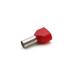 Tubetto terminale doppio preisolato PA6 rosso per conduttori flessibili rame 2x10mmq P12mm