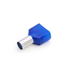 Tubetto terminale doppio 2x16mmq preisolato PA6 blu per conduttori flessibili rame