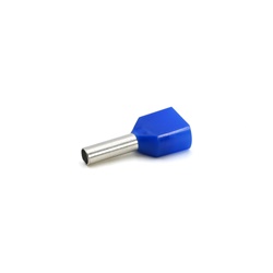 Tubetto terminale doppio preisolato PA6 blu per conduttori flessibili rame 2x2,5mmq P10mm