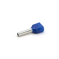 Tubetto terminale doppio preisolato PA6 blu per conduttori rame 2x2,5mmq P12mm