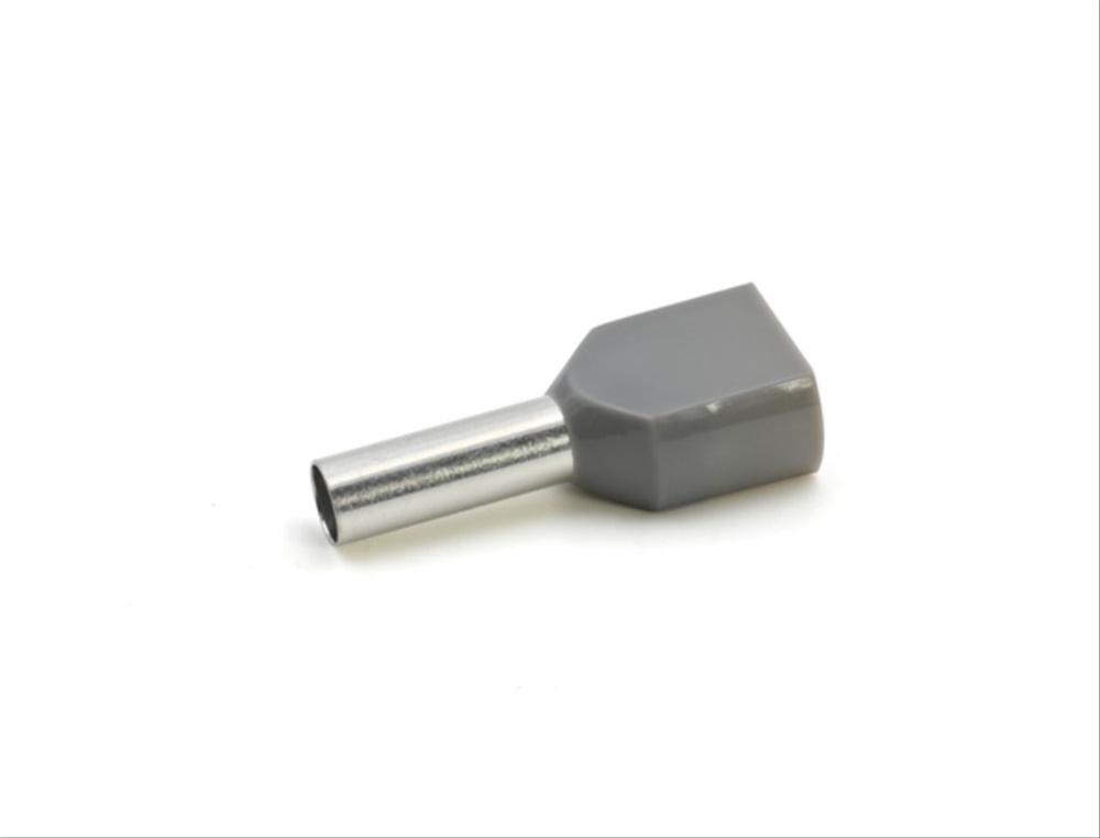 Tubetto terminale doppio preisolato PA6 grigio per conduttori flessibili rame 2x4mmq P12mm