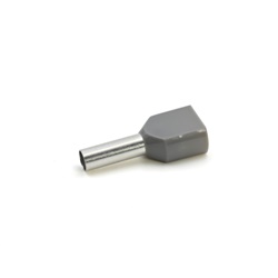 Tubetto terminale doppio preisolato PA6 grigio per conduttori flessibili rame 2x4mmq P12mm