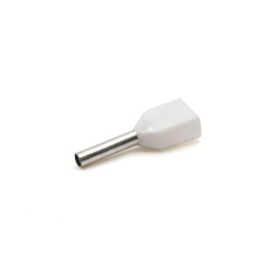 Tubetto terminale doppio preisolato PA6 bianco per conduttori flessibili rame 2x0,5mmq P10mm