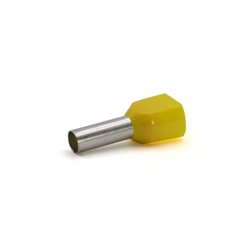 Tubetto terminale doppio preisolato PA6 giallo per conduttori flessibili rame 2x6mmq P14mm