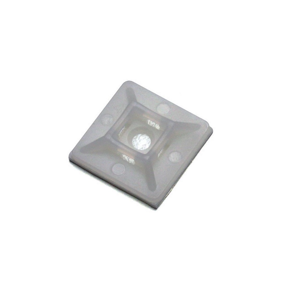 Basetta PA6.6 bidirezionale autoadesiva 19x19mm per fissaggi elettrici versatili