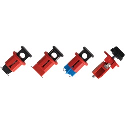 Set 4 mini bloccadisgiuntori multipolari bullonatura esterna interna per sicurezza impianti elettrici