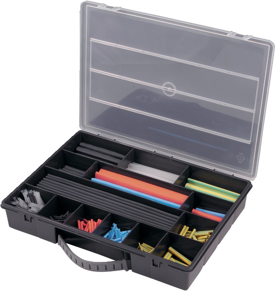 Valigetta manicotti termorestringenti colorati assortiti 210 pezzi protezione cavi fili elettrici