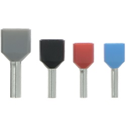 Tubetto terminale doppio 2x2,5 mm² grigio per collegamenti elettrici sicuri e rapidi, confezione 100 pezzi