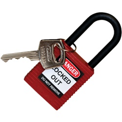 Lucchetto blocco nylon 38 mm rosso non conduttivo resistente corrosione urti per dispositivi elettrici