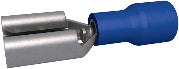 Clip preisolata femmina blu 1,5-2,5 mm² 6,3x0,8 mm connettori elettrici ottone stagnato per installazioni rapide e sicure