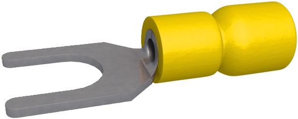 Capocorda preisolato forcella giallo 4-6 mm² isolamento PVC Easy-Entry per elettricità (100 pezzi)