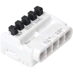 Morsetto leva 5 ingressi cavi flessibili rigidi 2,5mmq per installazioni elettriche professionali (50 pezzi)