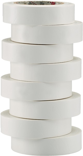 Set 8 nastri isolanti bianchi 15 mm x 10 m PVC autoestinguente per elettricità