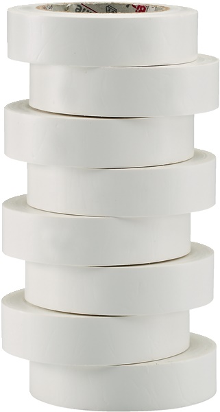 Set 8 nastri isolanti bianchi 15 mm x 10 m PVC autoestinguente per elettricità